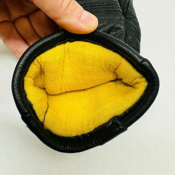 J.M. Rubin & Sons Leather Ski Gloves Mittens 70th Lined Women Size S Black Vtg - Picture 8 of 10